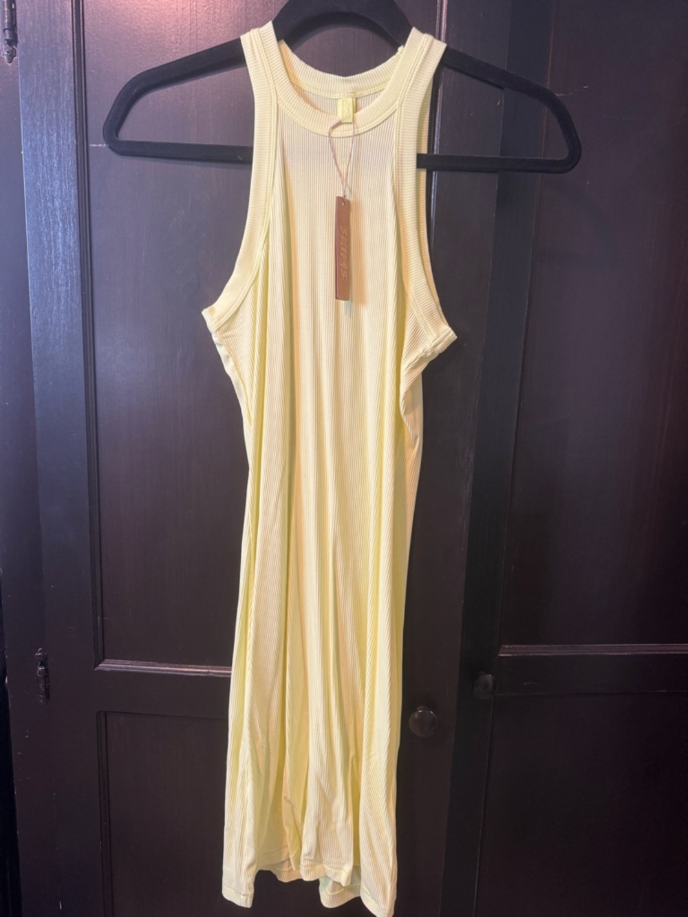 SKIMS Yellow Ribbed Mini Dress